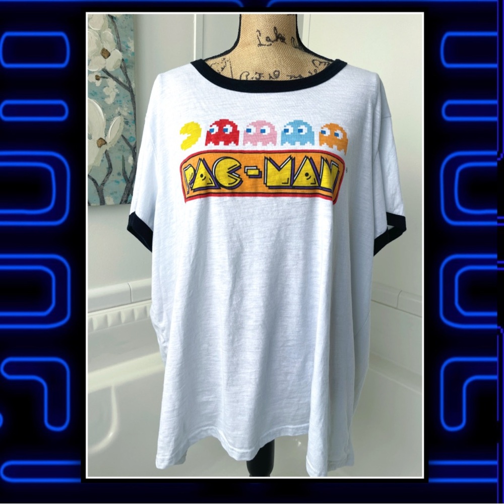 PLUS SIZE PAC-MAN Ringer Tee #PM25pc - Picture 2 of 5